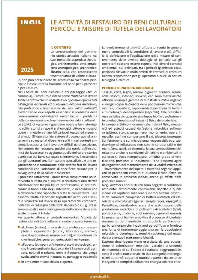 Le attività di restauro dei beni culturali Le attività di restauro dei beni culturali